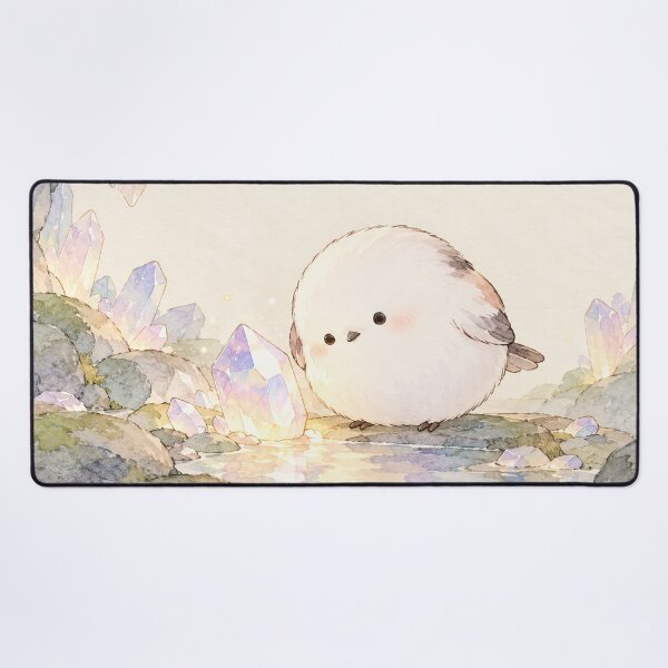 Item preview, Shima Enaga Snow Fairy Bird Exploring a Glowing Pastel Crystal Cave designed and sold by AshiraCreations.