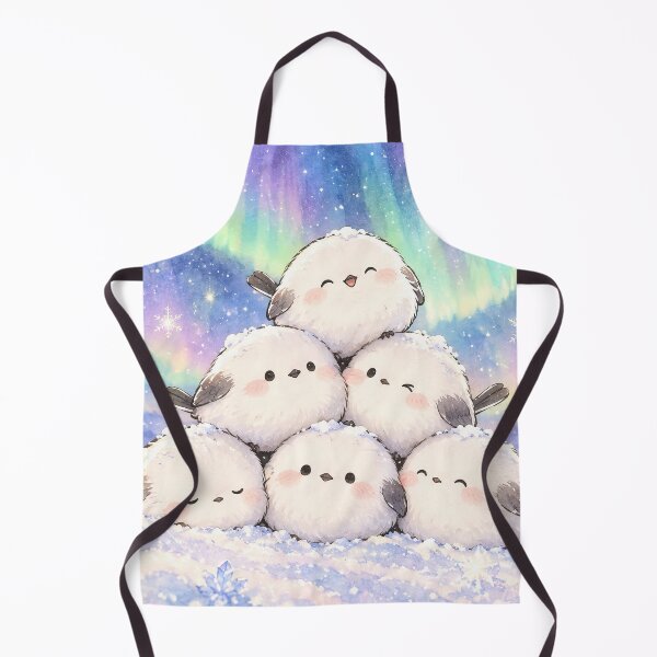 Item preview, Shima Enaga Snow Fairy Birds Stacked Beneath Pastel Northern Lights designed and sold by AshiraCreations.