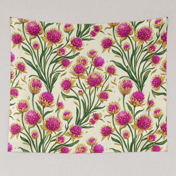Item preview, Dense Pink Clover & Globe Amaranth designed and sold by Studio BC.