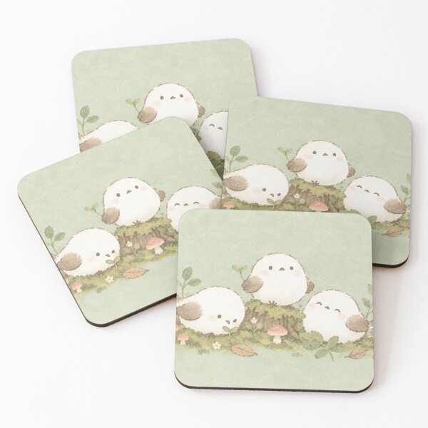 Item preview, Shima Enaga Snow Fairy Bird Trio in a Mossy Mushroom Woodland designed and sold by AshiraCreations.