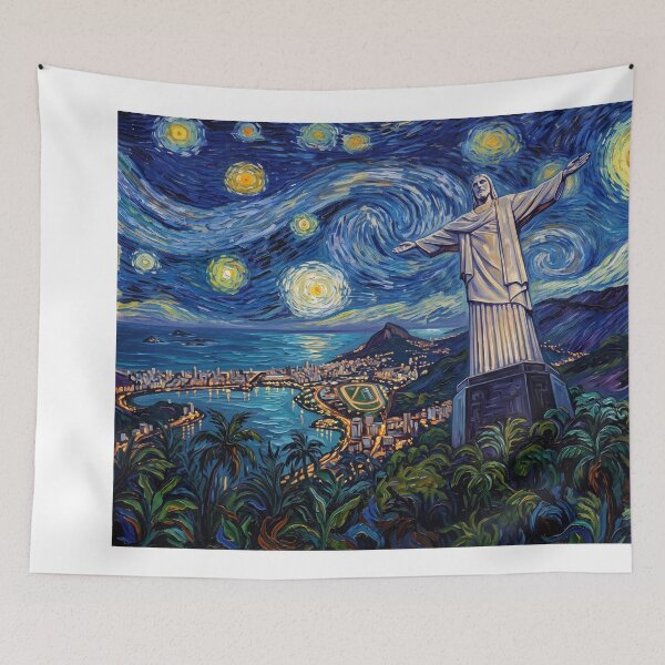 Item preview, Christ the Redeemer Rio de Janeiro Under Starry Night designed and sold by Bad-Decisions-Designs.