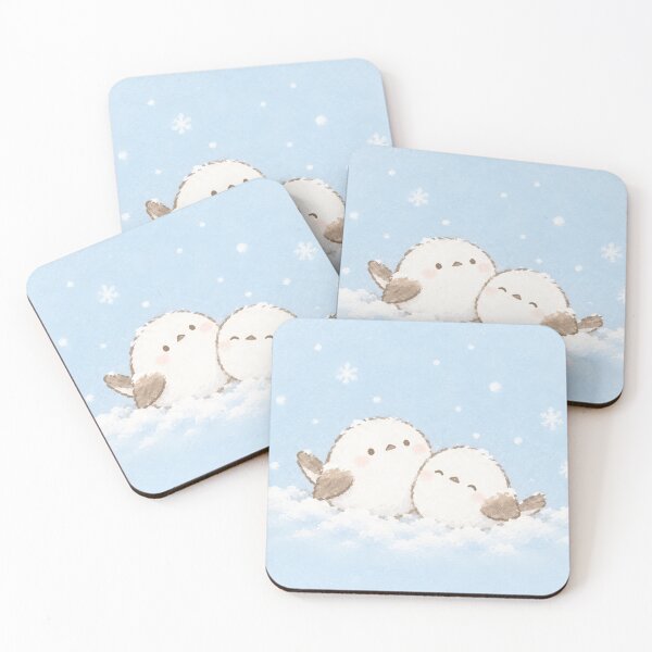 Item preview, Shima Enaga Snow Fairy Birds Cuddling Beneath Falling Snowflakes designed and sold by AshiraCreations.