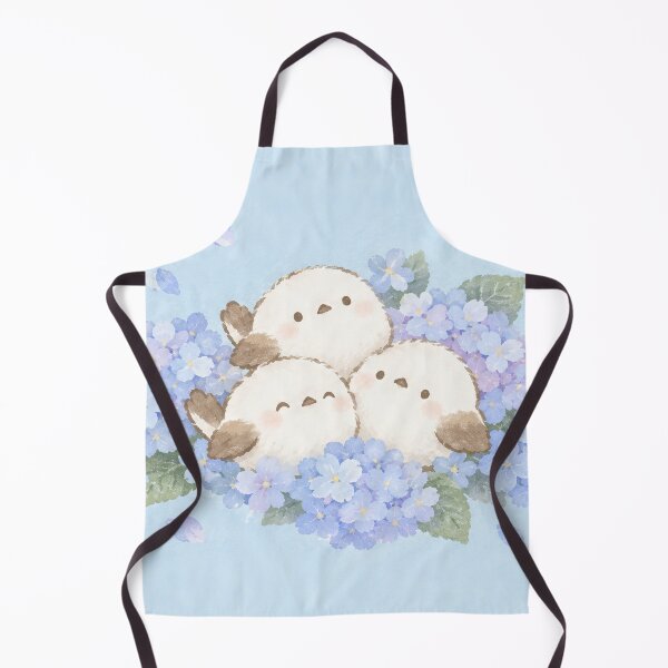 Item preview, Shima Enaga Snow Fairy Bird Trio Among Blue Hydrangea Blossoms designed and sold by AshiraCreations.