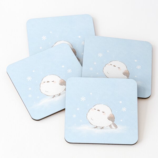 Item preview, Shima Enaga Snow Fairy Bird with Gentle Snowflakes in Pastel Blue designed and sold by AshiraCreations.