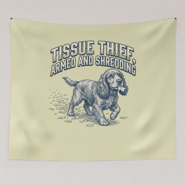 Aperçu de l'œuvre Chien voleur de mouchoirs drôle et dégoûtant Cocker Spaniel Humour canin créée et vendue par FurRealStudioCo.