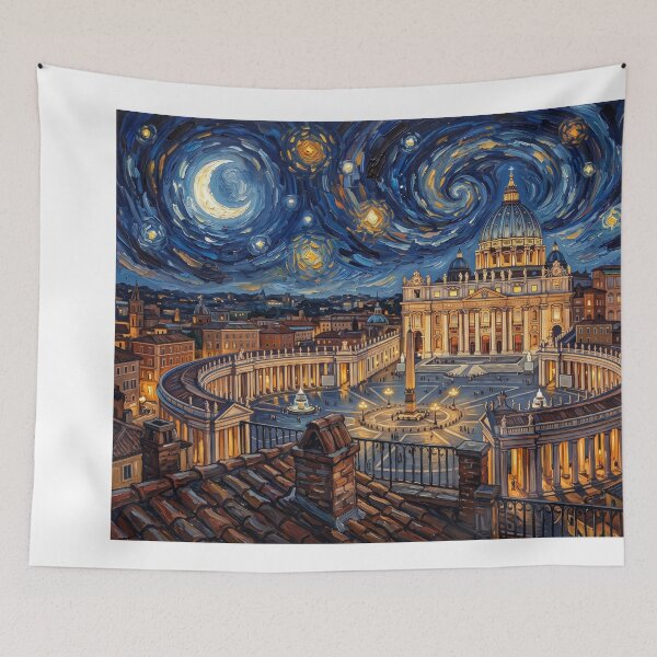 Item preview, St. Peter's Basilica Vatican Under Starry Night designed and sold by Bad-Decisions-Designs.