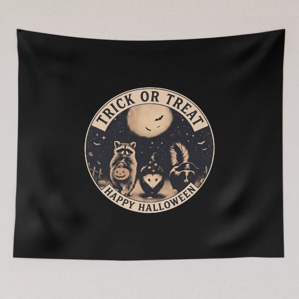 Item preview, Halloween Raccoon Opossum Skunk Funny Pumpkin Spooky Moon  designed and sold by gear-posters.