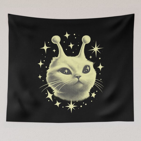 Item preview, Alien Cat with Antennae Halftone Starry Portrait designed and sold by dianadouri.