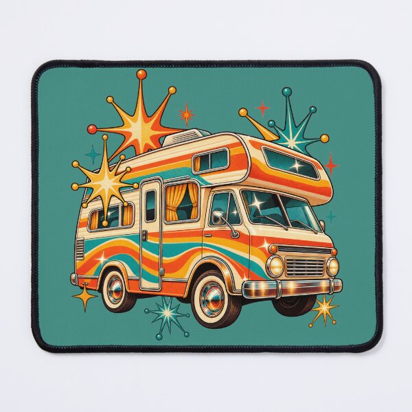Item preview, Retro 1970s Camper Van Starburst Art – Groovy Mid-Century Print designed and sold by MagicMakerPh.