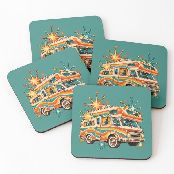 Item preview, Retro 1970s Camper Van Starburst Art – Groovy Mid-Century Print designed and sold by MagicMakerPh.