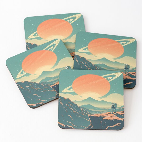 Item preview, Retro Futuristic Astronaut and Ringed Planet Landscape designed and sold by Digital Design Market.