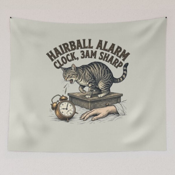 Item preview, Hairball Alarm Clock Funny Gross Cat Humor Funny Cat Owner Gift designed and sold by FurRealStudioCo.