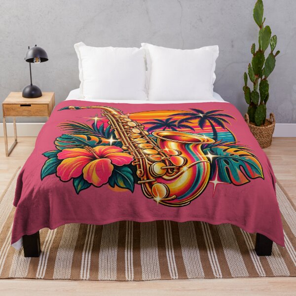 Item preview, Retro 1970s Jazz Saxophone Neon Sunset Art – Groovy Vintage Print designed and sold by MagicMakerPh.