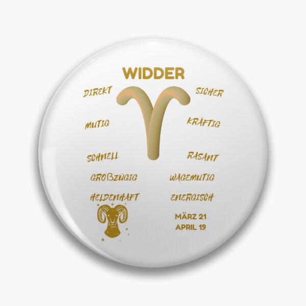 Item preview, Widder Zodiac Sign Astrology Symbol Horoscope - Metallic Gold & White (German Version) designed and sold by ZODIARA.