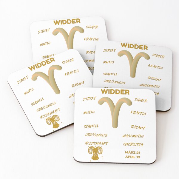 Item preview, Widder Zodiac Sign Astrology Symbol Horoscope - Metallic Gold & White (German Version) designed and sold by ZODIARA.