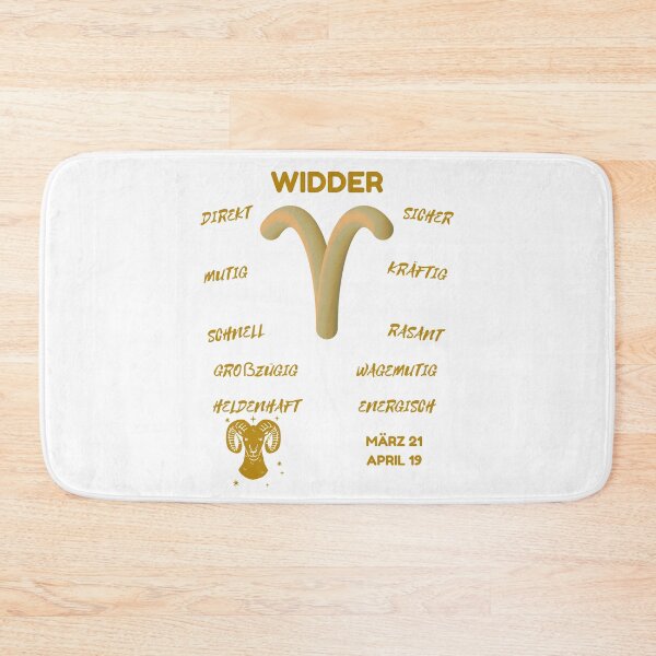 Item preview, Widder Zodiac Sign Astrology Symbol Horoscope - Metallic Gold & White (German Version) designed and sold by ZODIARA.