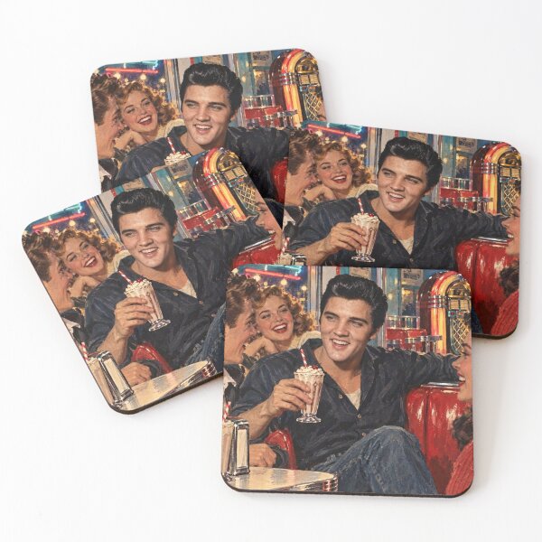 Item preview, Elvis Presley Retro Diner – 1950s Milkshake Poster designed and sold by ElvisVintagePosters.