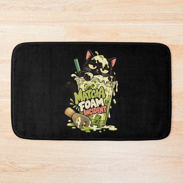 Item preview, Matcha Cat Foam Incident Black Cat Iced Matcha Humor designed and sold by MOTIFOLK.