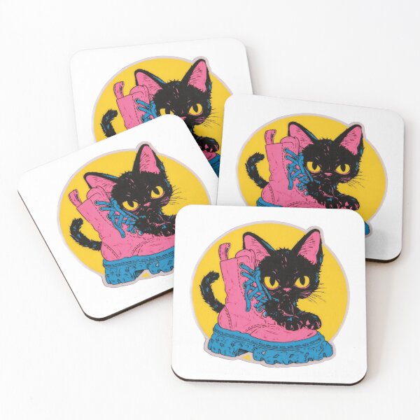 Item preview, Black Cat in Combat Boot – colorful Pastel Goth Sticker designed and sold by Audra-studio.