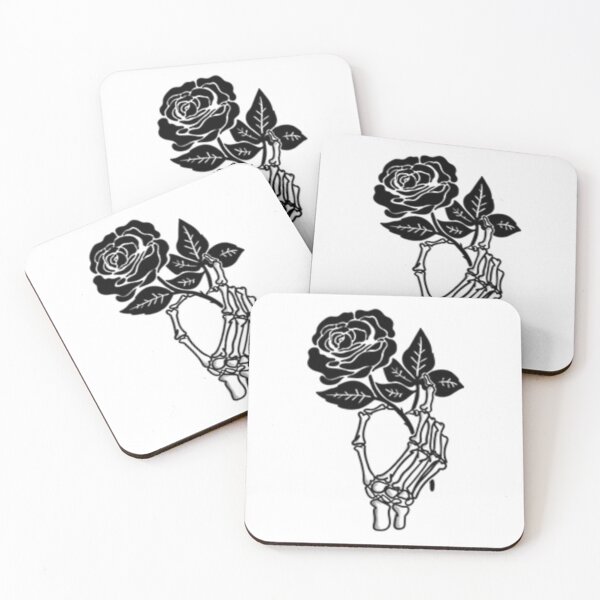 Item preview, Skeleton Hand Holding Black Rose Gothic Tattoo Art designed and sold by VibeWear42‬‏.