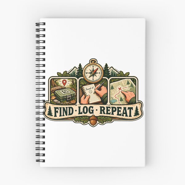Item preview, Vintage Find Log Repeat Geocaching Badge designed and sold by MysticCanvasAi.