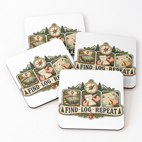 Item preview, Vintage Find Log Repeat Geocaching Badge designed and sold by MysticCanvasAi.