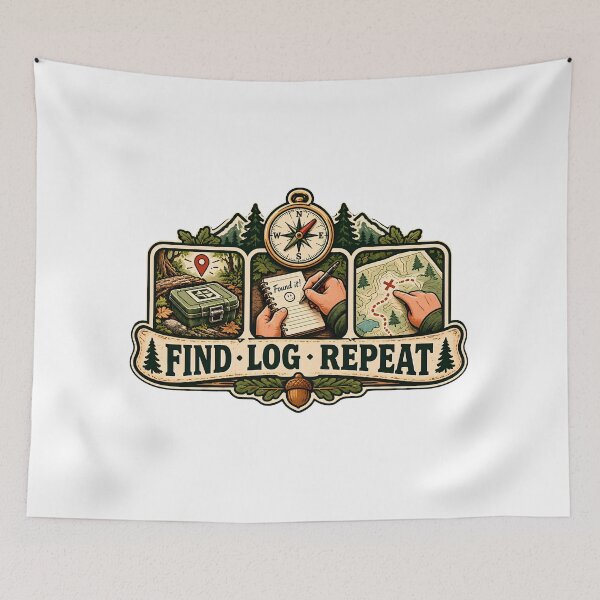 Item preview, Vintage Find Log Repeat Geocaching Badge designed and sold by MysticCanvasAi.