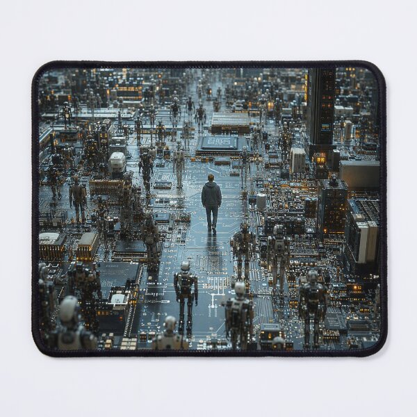 Item preview, Man Walking Through Robot Cityscape designed and sold by Phil Perkins.