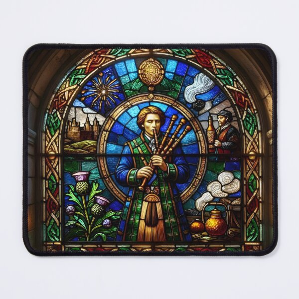 Item preview, Scottish Bagpiper - Celtic Stained Glass Window designed and sold by Sybille-Yates.