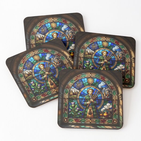 Item preview, Scottish Bagpiper - Celtic Stained Glass Window designed and sold by Sybille-Yates.