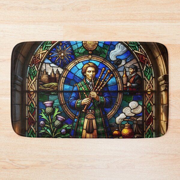 Item preview, Scottish Bagpiper - Celtic Stained Glass Window designed and sold by Sybille-Yates.