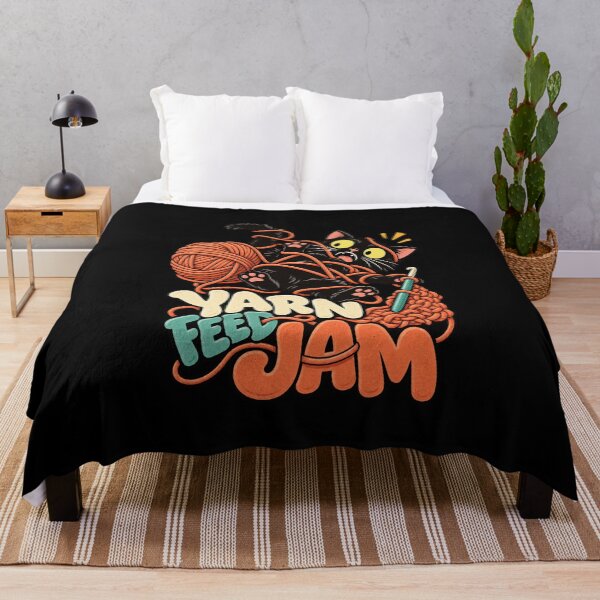 Artikelvorschau, Crochet Cat Yarn Feed Jam Funny Black Cat Crochet Humor entworfen und verkauft von MOTIFOLK.