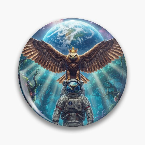 Item preview, Cosmic Monarch: Crowned Eagle and Astronaut in an Alien Jungle designed and sold by Rain-Road.
