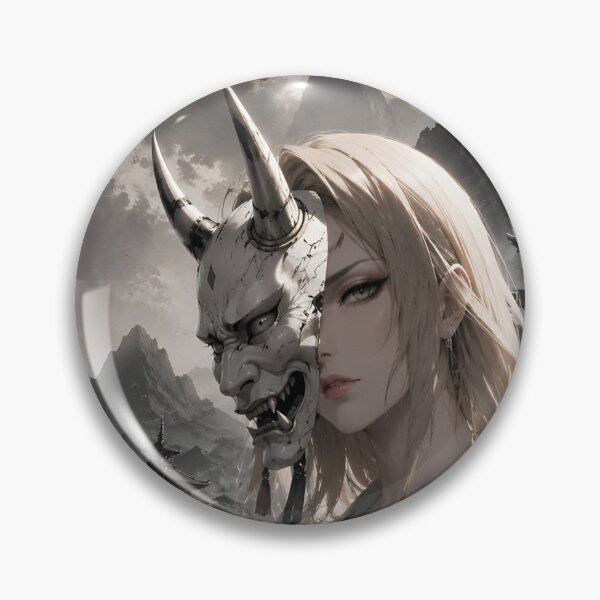 Item preview, Mystic Oni Queen – White Kimono and Horned Demon Mask Japanese Dark Fantasy Art designed and sold by Dyan4.