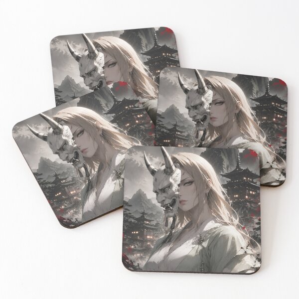 Item preview, Mystic Oni Queen – White Kimono and Horned Demon Mask Japanese Dark Fantasy Art designed and sold by Dyan4.