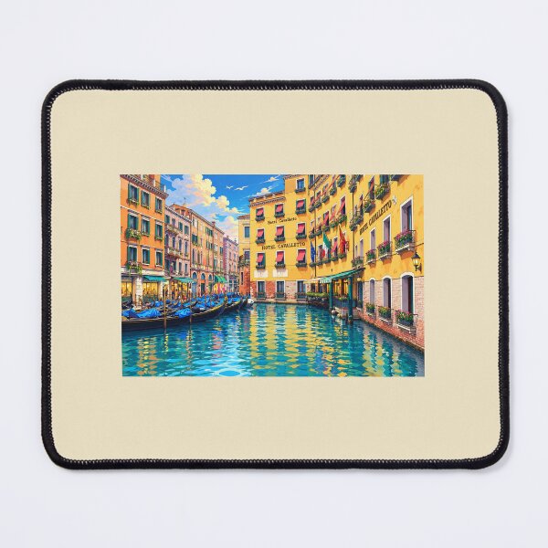 Item preview, Anime Venice Canal at Golden Hour – Colorful Italian Cityscape designed and sold by vinothmech53.