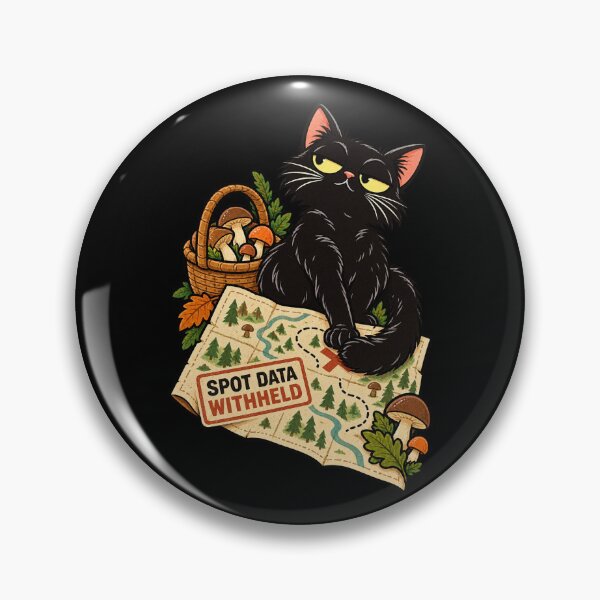 Item preview, Mushroom Foraging Black Cat Spot Data Withheld Forager Humor designed and sold by MOTIFOLK.