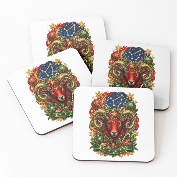 Item preview, Aries Ram Christmas Constellation Zodiac Art designed and sold by Zodiac Celestial Art.