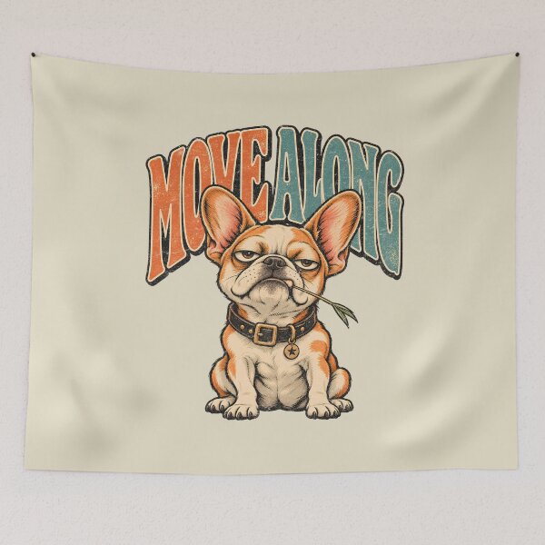Item preview, Move Along – Grumpy French Bulldog Retro Humor designed and sold by AwesomeBeyondLimits.