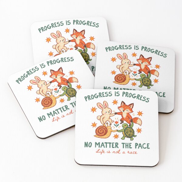 Item preview, Progress Is Progress Woodland Animals Slow Living Quote designed and sold by RDGNR.