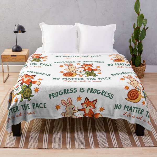 Item preview, Progress Is Progress Woodland Animals Slow Living Quote designed and sold by RDGNR.