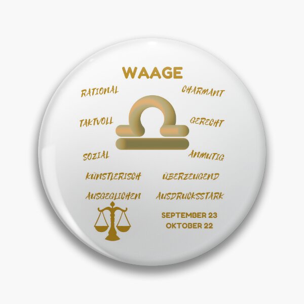 Item preview, Waage Zodiac Sign Astrology Symbol Horoscope - Metallic Gold & White (German Version) designed and sold by ZODIARA.