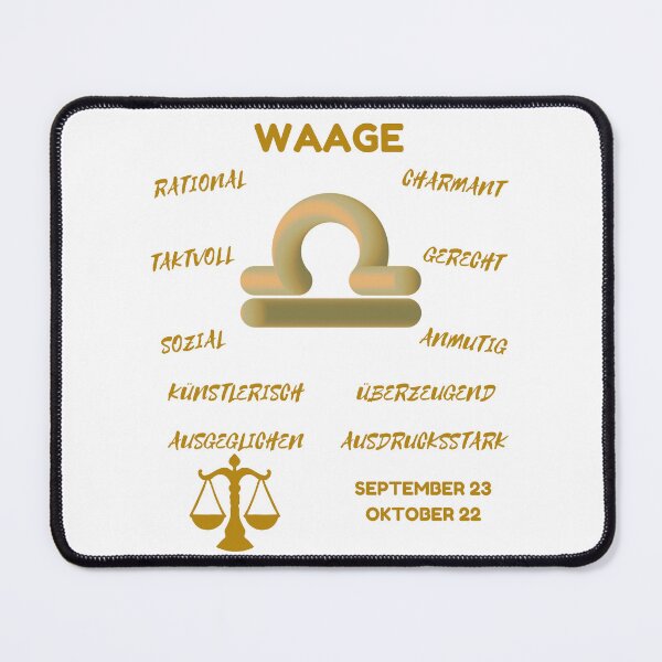 Item preview, Waage Zodiac Sign Astrology Symbol Horoscope - Metallic Gold & White (German Version) designed and sold by ZODIARA.