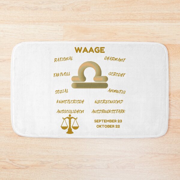 Item preview, Waage Zodiac Sign Astrology Symbol Horoscope - Metallic Gold & White (German Version) designed and sold by ZODIARA.