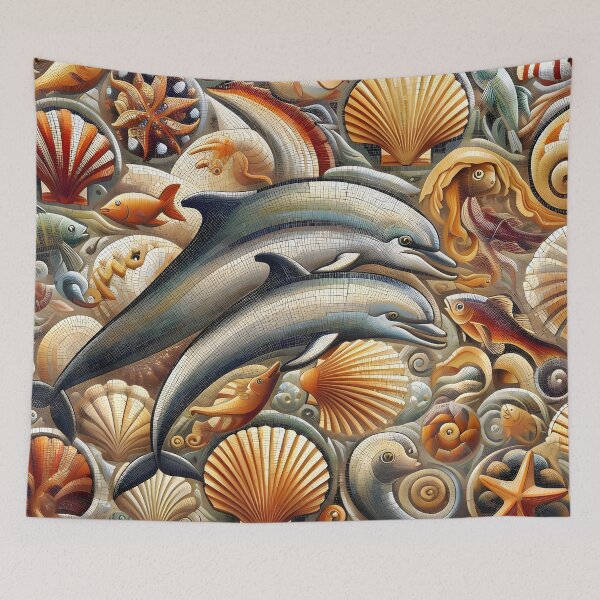 Item preview, Marine Dolphin and Shells Mosaic designed and sold by Sybille-Yates.