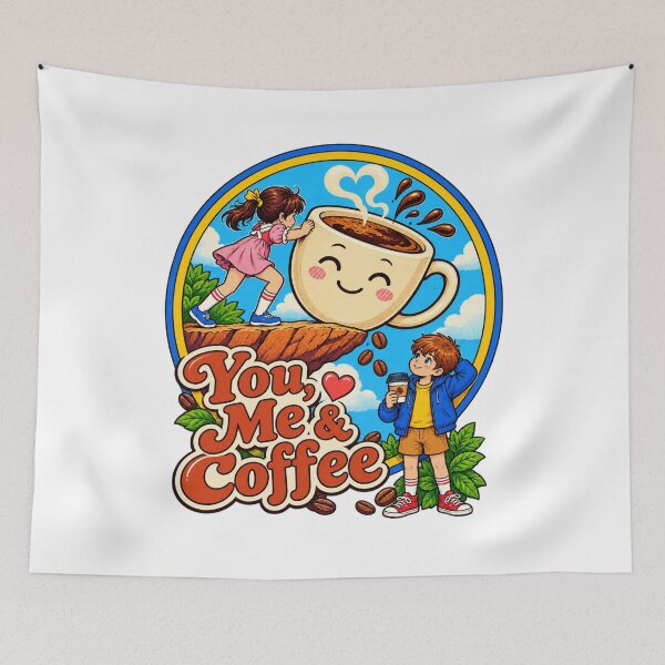 Item preview, You, Me & Coffee – Cute Retro Coffee Lover Cartoon designed and sold by HSE1.