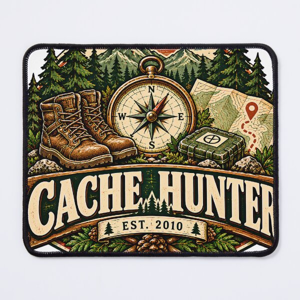 Item preview, Vintage Cache Hunter Outdoor Adventure Badge designed and sold by MysticCanvasAi.