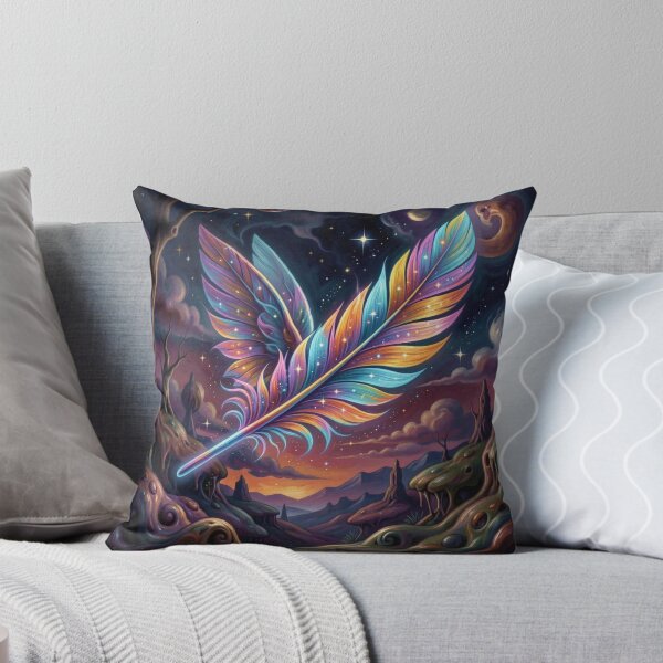 Item preview, Cosmic Feather Dream – Vibrant Fantasy Light in a Surreal Landscape designed and sold by FotoworldEdel.