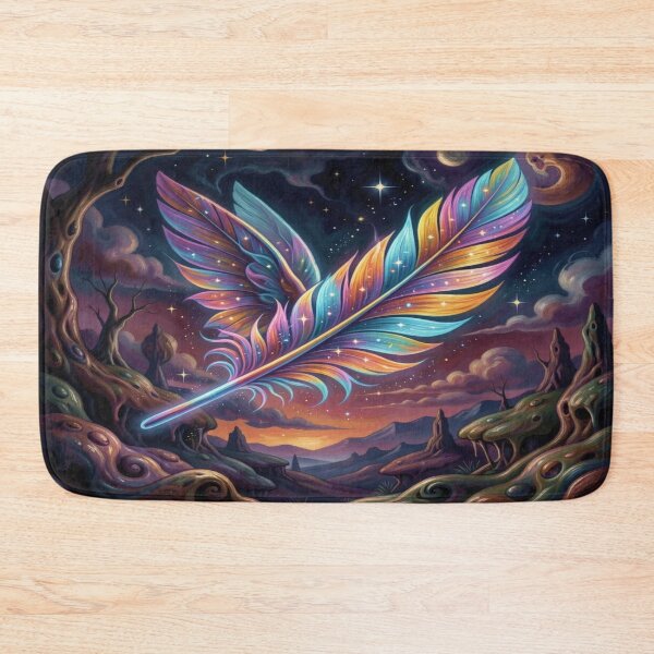 Item preview, Cosmic Feather Dream – Vibrant Fantasy Light in a Surreal Landscape designed and sold by FotoworldEdel.
