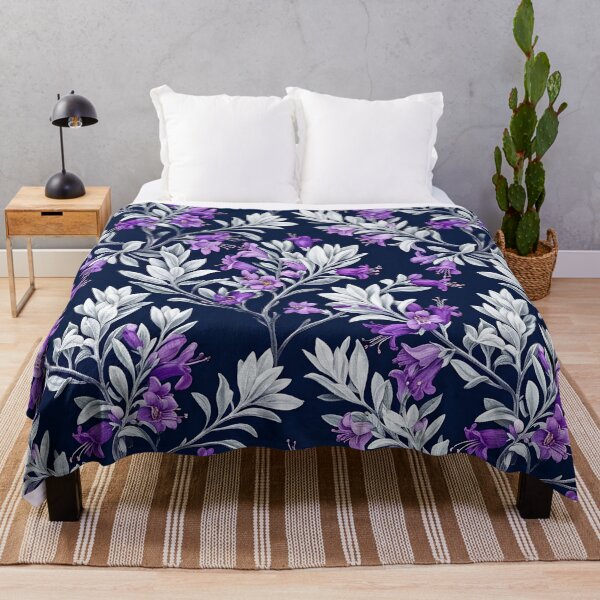 Item preview, Midnight White & Purple Trailing Florals designed and sold by Studio BC.